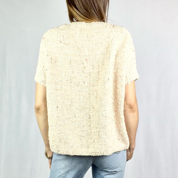 THE VILLAGE WEAVERY | 🧶Pale Pink Hand-Woven Wool Blend Short-Sleeved Sweater - Picture 4 of 14